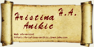 Hristina Anikić vizit kartica